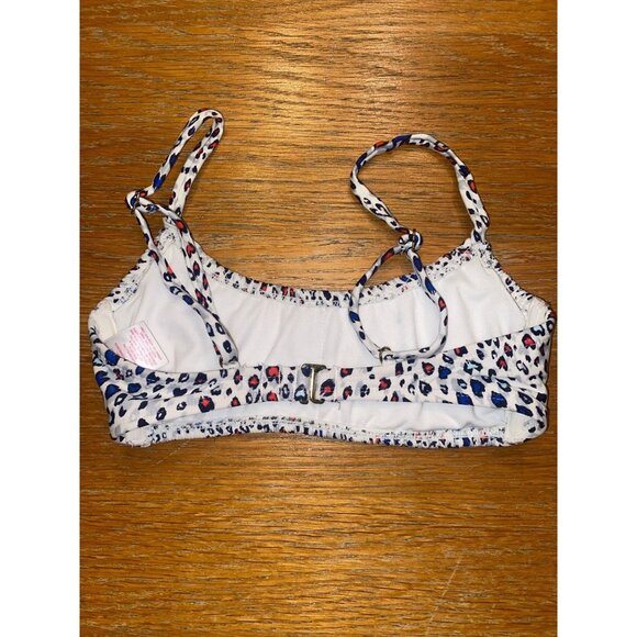 Colorful Leopard Print Bikini Top With Adjustable Straps & Smocked Design For Wo - Picture 2 of 2